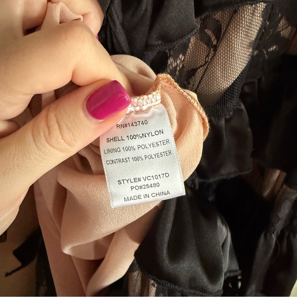 Vici Black and Nude Lace Tiered Midi Dress - Picture 7 of 8